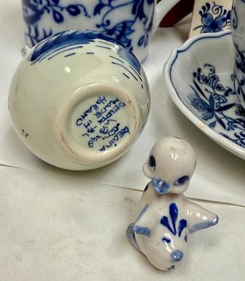 Blue and White Ceramic Ware Lot: Blue Danube, Delft, Silk Road, and More