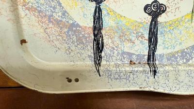 Vintage MCM TV Lap Bed Tray Metal Folding Legs