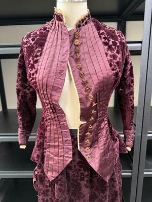 Antique Victorian Afternoon or Day Dress - Burgundy 2 piece outfit - late 1800's or early 1900's