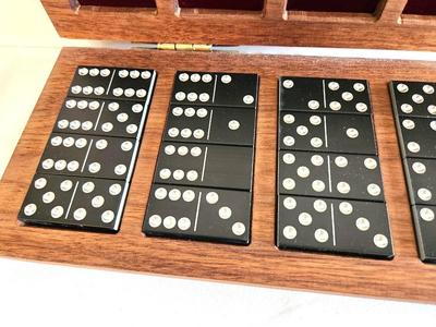 Lot #111 Vintage Double Six Domino Set in Box - ALUMINUM Tiles