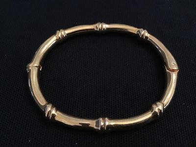 Oval Gold Tone Bamboo Style Bangle