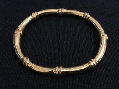 Oval Gold Tone Bamboo Style Bangle