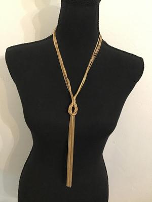 Gold Tone Knotted Statement Necklace Fashion