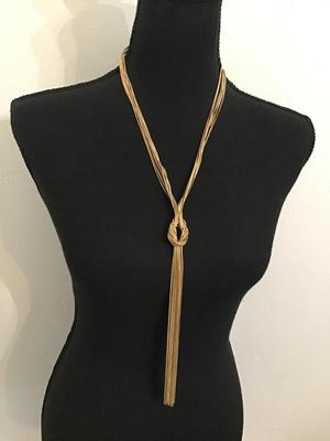 Gold Tone Knotted Statement Necklace Fashion