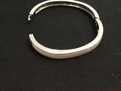 White Enamel Locking Hinged Oval Bracelet