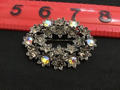 Beautiful A/B and Rhinestone Brooch large