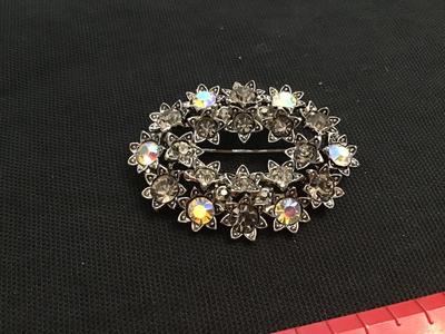 Beautiful A/B and Rhinestone Brooch large
