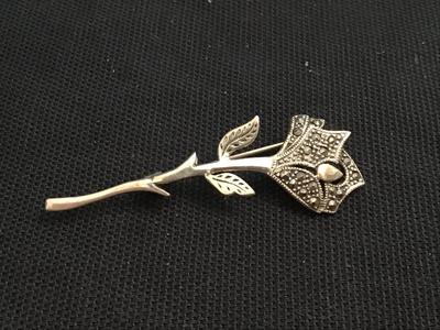 Sterling Silver Marcasite Vintage Brooch