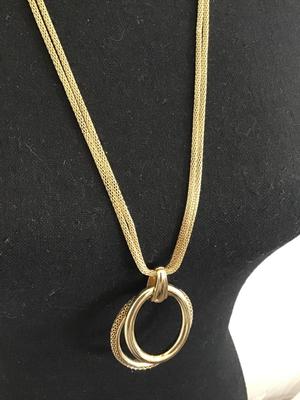 Gold a mesh Double Strand Pendant Fashion Necklace