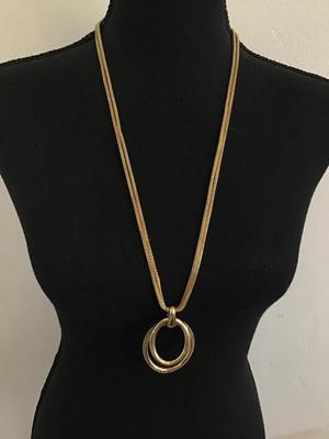 Gold a mesh Double Strand Pendant Fashion Necklace