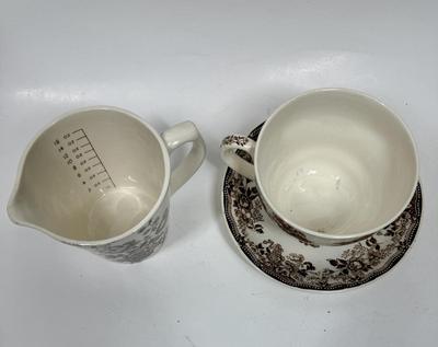 Vintage Rare Royal Staffordshire Cup & Saucer Brown Tonquin, Clarice Cliff and Charlotte Royal Crownford Ironstone Measuring Cup
