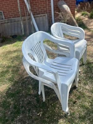 Set of 5 White Plastic Chairs