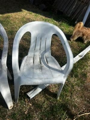 Set of 5 White Plastic Chairs