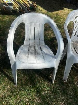 Set of 5 White Plastic Chairs