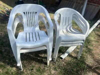 Set of 5 White Plastic Chairs