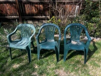 Set of 3 Green Plastic Chairs