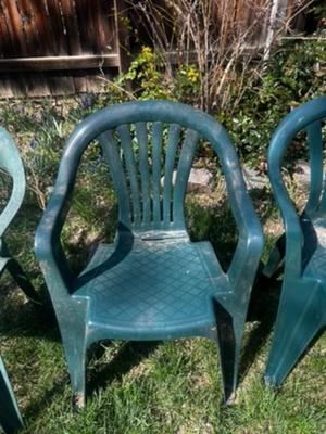 Set of 3 Green Plastic Chairs