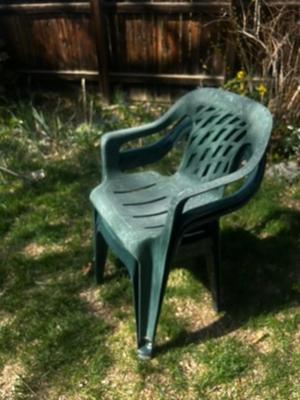 Set of 3 Green Plastic Chairs