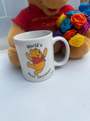 Pooh Bear stuffed animal and mug for Secretary's Day