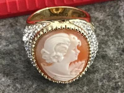 Amedeo Cameo Rhinestone Cameo Ring