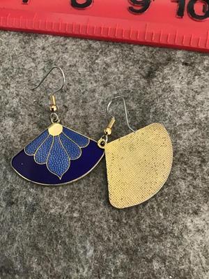 Vintage Blue Fan Earrings