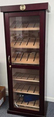 LOT 1: Wooden Humidor Cabinet w/ Lock and Key- LOCAL PICK UP ONLY