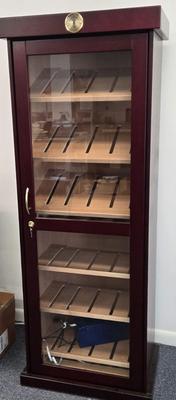 LOT 1: Wooden Humidor Cabinet w/ Lock and Key- LOCAL PICK UP ONLY