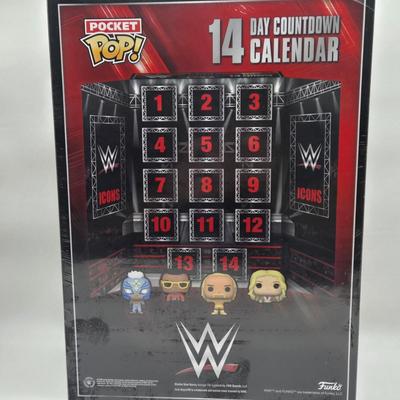 LOT 5: Pocket Pops 14 Day Wrestling Calendar and 2024 Wrestle Mania Priority Pass NIB