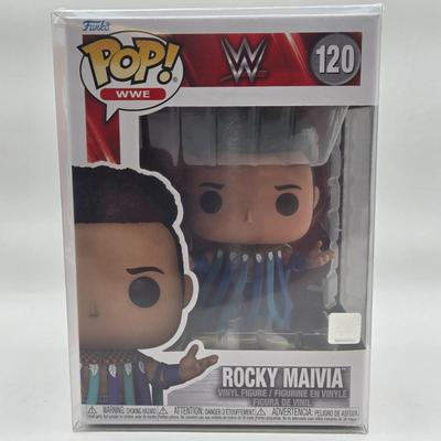 LOT 6: Pocket Pops 14 Day Wrestling Calendar, Wrestle Mania Priority Pass, and Rocky Maivia Pop NIB