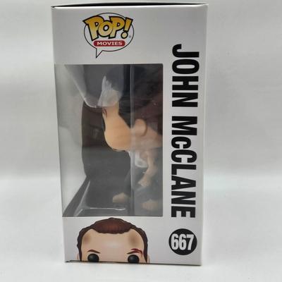 LOT 45: NIB Funko Pops Die Hard's John McClane and Hans Gruber, & Happy Gilmore, and Diana Prince