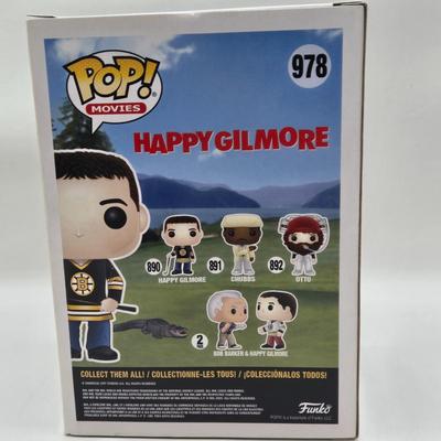LOT 45: NIB Funko Pops Die Hard's John McClane and Hans Gruber, & Happy Gilmore, and Diana Prince