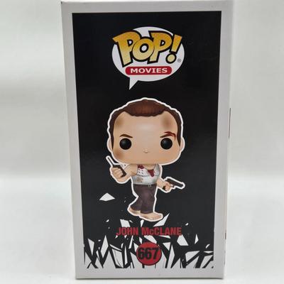 LOT 45: NIB Funko Pops Die Hard's John McClane and Hans Gruber, & Happy Gilmore, and Diana Prince