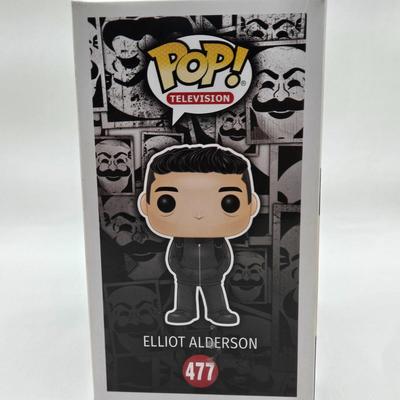 LOT 74: NIB Mr. Robot Funko Pops Including Mr. Robot, Elliot Alderson, Darlene, White Rose, and Angela Moss