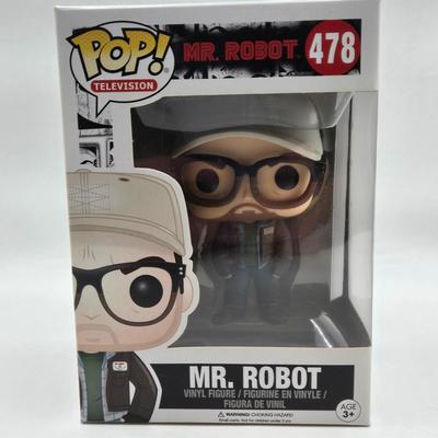 LOT 74: NIB Mr. Robot Funko Pops Including Mr. Robot, Elliot Alderson, Darlene, White Rose, and Angela Moss