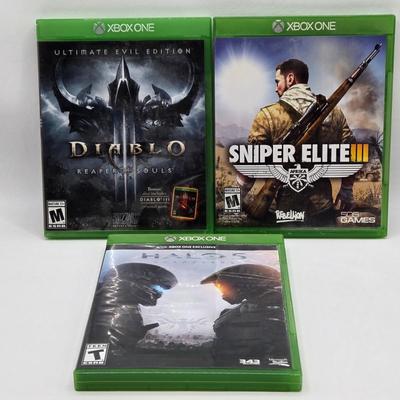 LOT 148: Variety of XBox One Games Including Call of Duty Black Ops, Halo 5 Guardians, and More