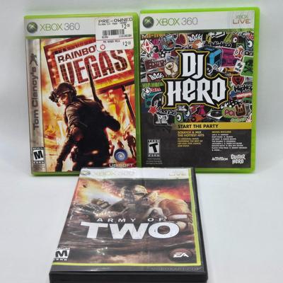 LOT 150: XBox 360 Games Including DJ Hero, Army of Two, and More