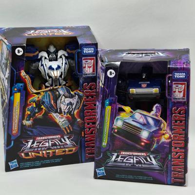 LOT 167: Transformers Legacy United Prime Universe Thundertron and Transformers Legacy Autobot Skids NIB