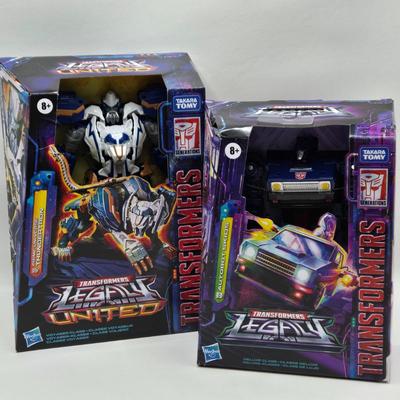 LOT 167: Transformers Legacy United Prime Universe Thundertron and Transformers Legacy Autobot Skids NIB