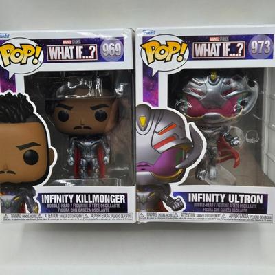 LOT 193: NIB Variety of Funko Pops Including Wizard Deadpool, Halo the Weapon, and Super Heroes Batgirl