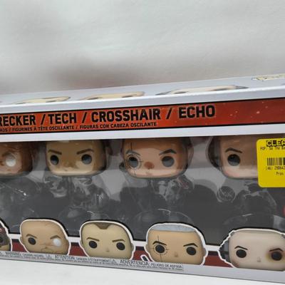 LOT 194: NIB Star Wars Funko Pops Including The Bad Batch Set and 2 Iden Versio, R2-D2 Measuring Cup Set, and Millennium Falcon...