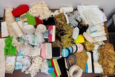 Huge Vintage Sewing Notions Lot for Seamstresses - variety of lace trim, fringe, binding, etc