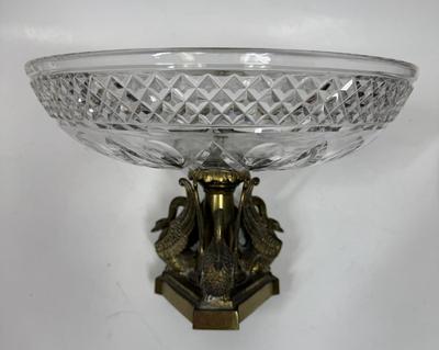 Vintage Crystal and Bronze Tazza Compote - French Empire Style Hollywood Regency lovers delight!