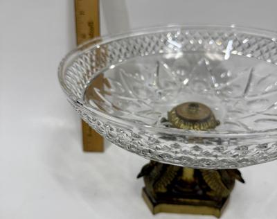 Vintage Crystal and Bronze Tazza Compote - French Empire Style Hollywood Regency lovers delight!