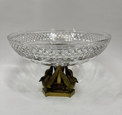Vintage Crystal and Bronze Tazza Compote - French Empire Style Hollywood Regency lovers delight!