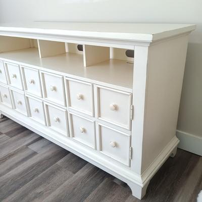 LOT 3: Wood Media Cabinet / TV Stand with Drawers and Shelves by Hooker Furniture