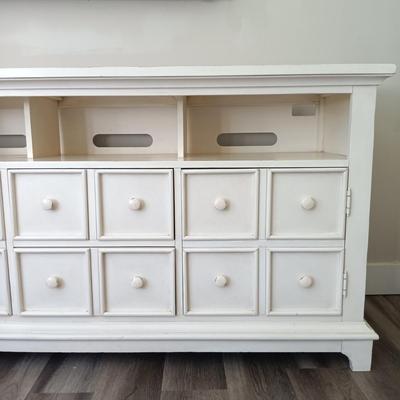 LOT 3: Wood Media Cabinet / TV Stand with Drawers and Shelves by Hooker Furniture
