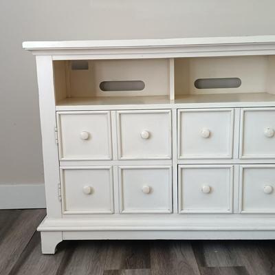 LOT 3: Wood Media Cabinet / TV Stand with Drawers and Shelves by Hooker Furniture