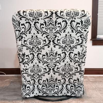 LOT 5: Black and White Upholstered Swivel/Rocking Chair