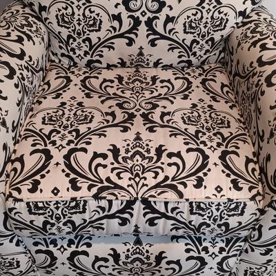 LOT 5: Black and White Upholstered Swivel/Rocking Chair