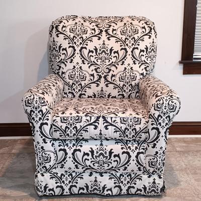 LOT 5: Black and White Upholstered Swivel/Rocking Chair